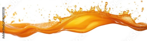 Vibrant orange liquid splash frozen in motion on white background showing dynamic fluid movement and energy