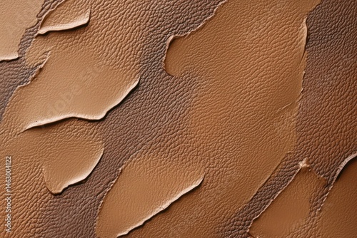 Obraz na płótnie Close-up of peeled and cracked brown leather surface showing texture and damaged areas w salonie