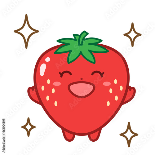 喜ぶいちごキャラクターのイラスト