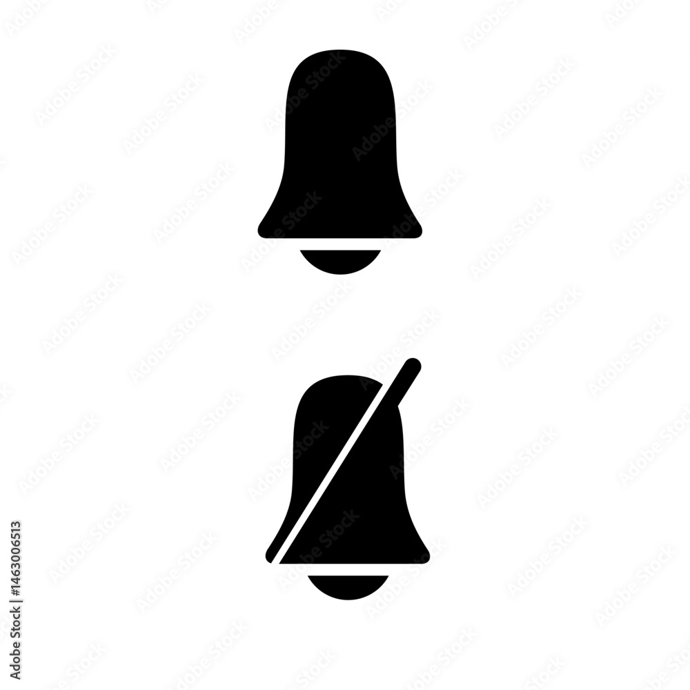 Notification icons representing alert and silent modes for digital devices