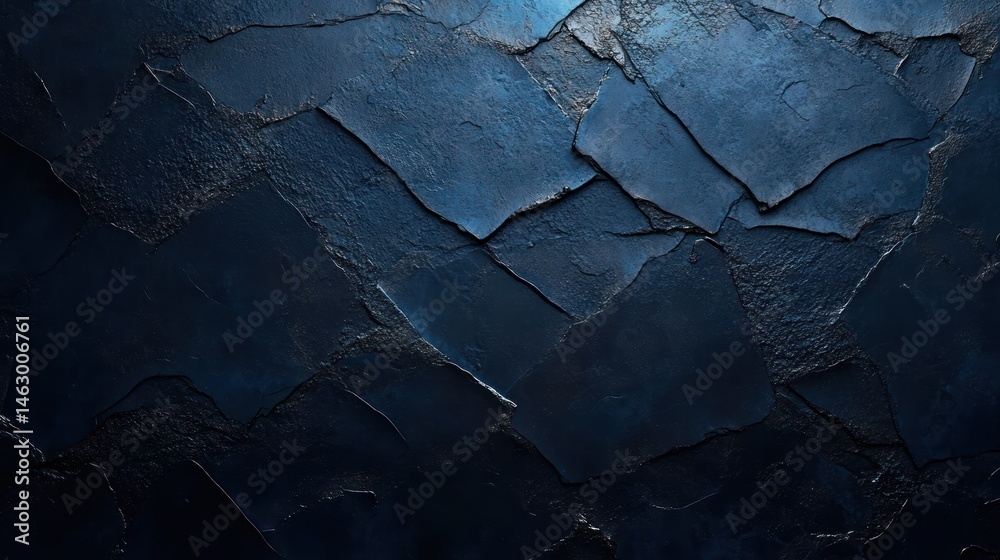 dark blue cracked textured surface with irregular patterns and rough peeling layers creating a rugged abstract background