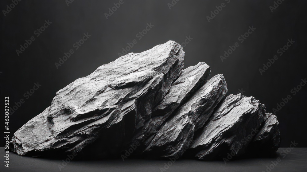 close-up view of layered gray rocks with rugged texture against dark background conveying natural strength and solidity