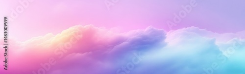 Obraz na płótnie Soft, colorful clouds blending shades of pink, purple, and blue under a gentle, calming sky at sunrise or sunset w salonie