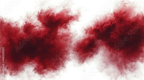 Obraz na płótnie Abstract dynamic red powder clouds dispersing on a white background creating a dramatic and energetic effect w salonie