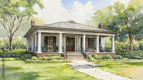Charming Southern-style home with covered porch and columns