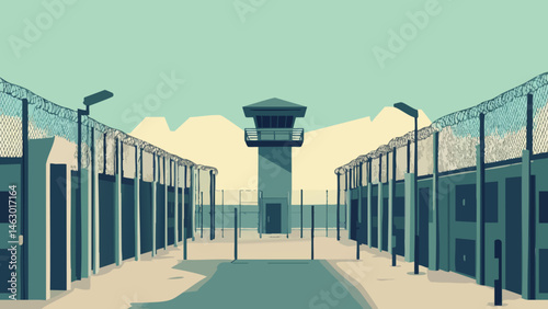 Prison with Multiple Wings and Watch Towers