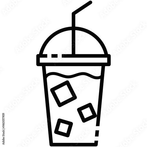 cold beverage take out, coke with ice cubes on cup take away 