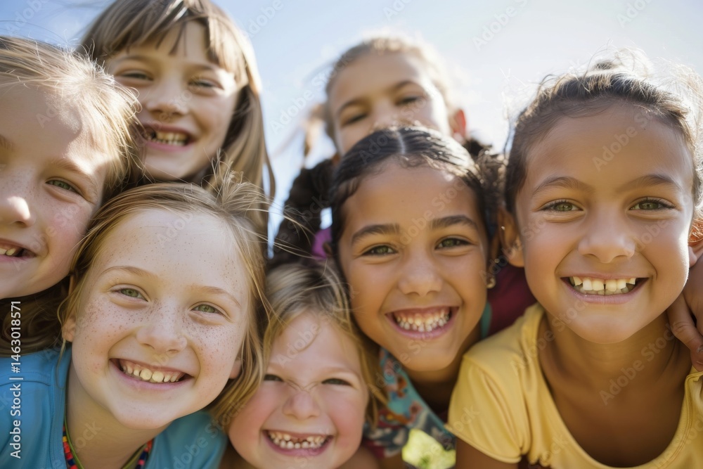 Group Of Elementary School Pupils Smiling To Camera On Campus Group Of Elementary School Pupils Smiling To Camera On Campus