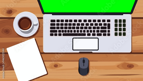 Workspace_Setup_Laptop_Coffee_and_Notebook_on_Wooden_Desk_Ideal_for_Remote_Work_Office_Lifestyle_and_Productivity_Illustrations_175