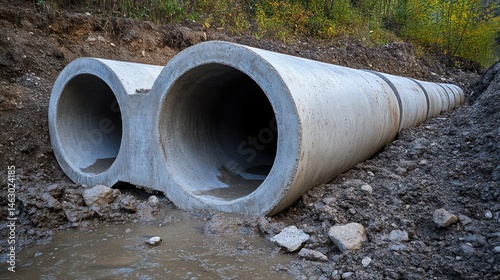 Wallpaper Mural Concrete culvert pipes under construction for drainage system installation Torontodigital.ca