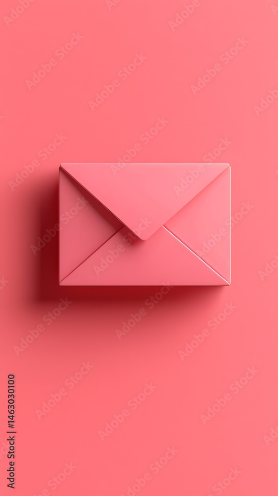 Pink Envelope on Coral Background Pink Envelope on Coral Background