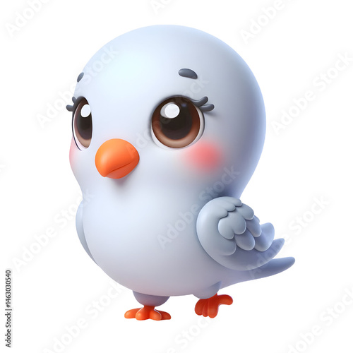 Cute 3d pigeon isolated on white background
