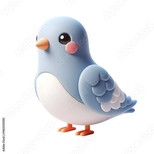 Cute 3d pigeon isolated on white background
