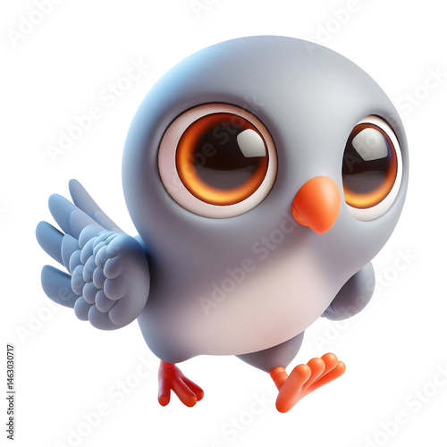 Cute 3d pigeon isolated on white background
