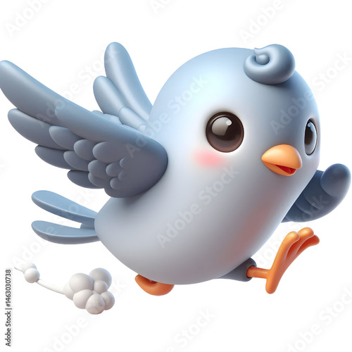 Cute 3d pigeon isolated on white background