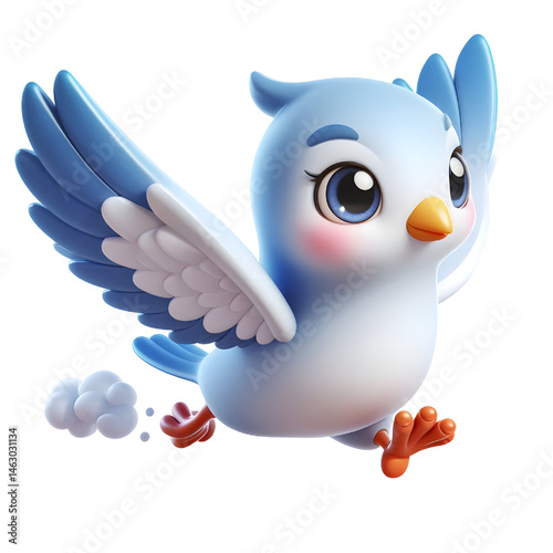 Cute 3d pigeon isolated on white background