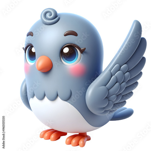 Cute 3d pigeon isolated on white background
