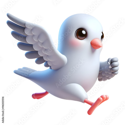 Cute 3d pigeon isolated on white background