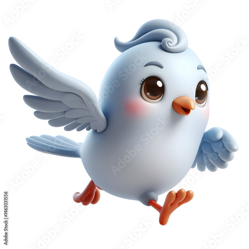 Cute 3d pigeon isolated on white background