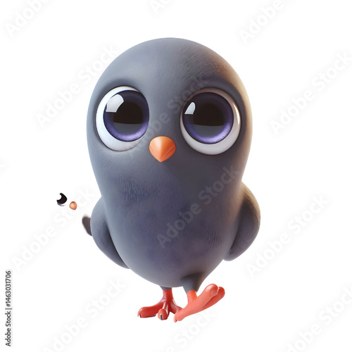 Cute 3d pigeon isolated on white background