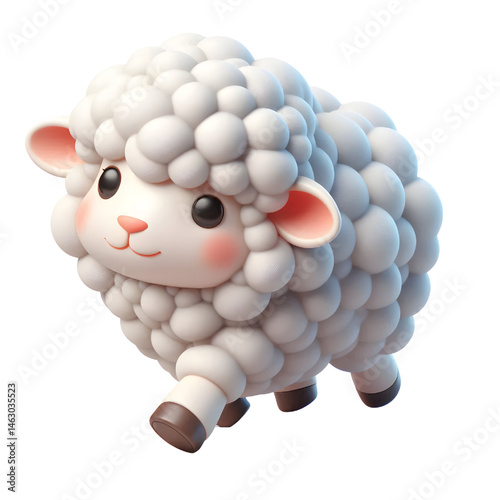 Cute 3d sheep isolated on white background