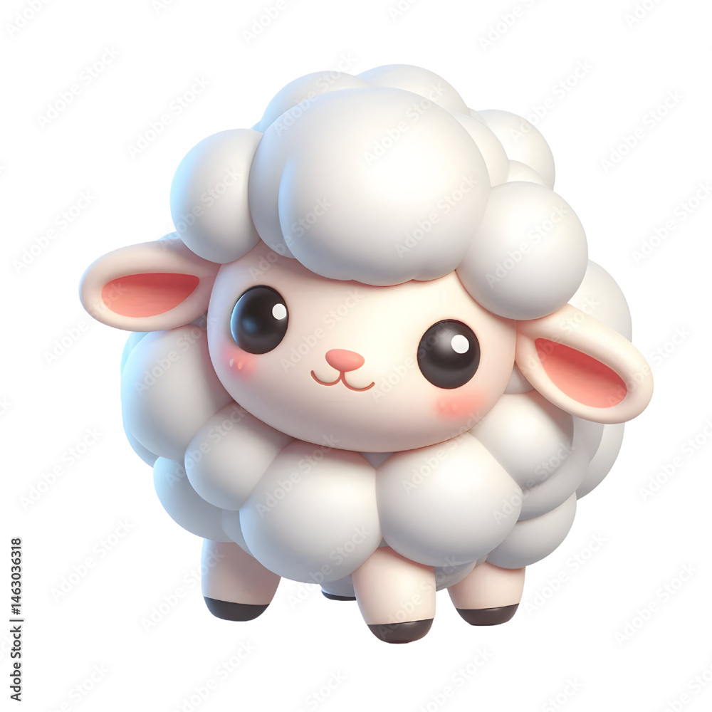 Cute 3d sheep isolated on white background Cute 3d sheep isolated on white background