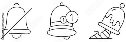 Notification bell icons illustrate alerts and messages with playful design. bell symbolizes communication and updates