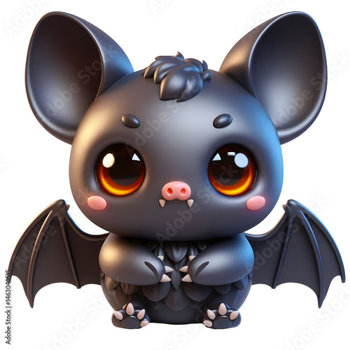 Cute 3d bat isolated on white background