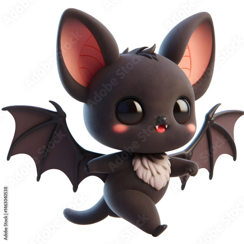 Cute 3d bat isolated on white background