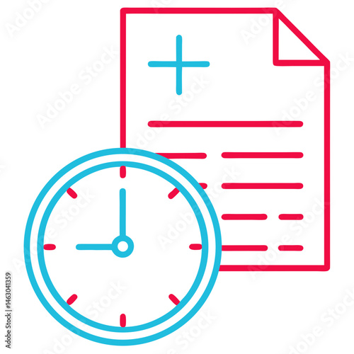 Vector Clock and Document Icon on Transparent Background