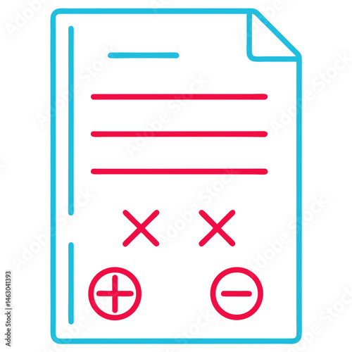 Outline Vector Document with Check and Cross Icons on Transparent Background