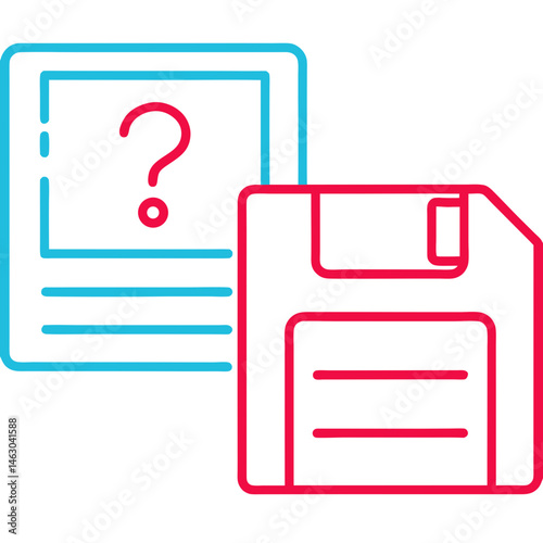 Question Page Icon and Floppy Disk Icon on Transparent Background