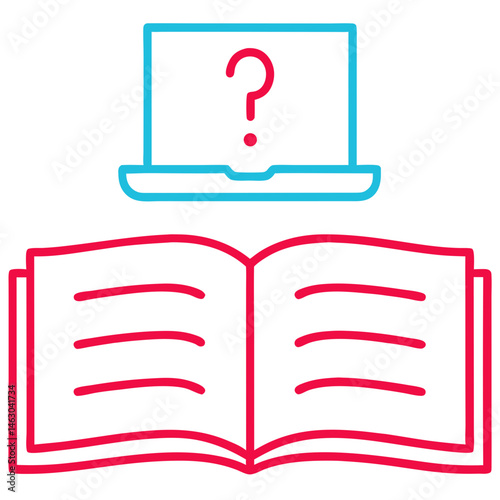 Online Learning Concept Icon with Laptop and Book on Transparent Background