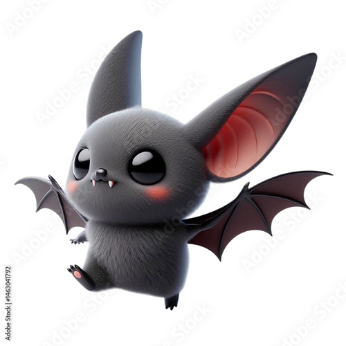 Cute 3d bat isolated on white background