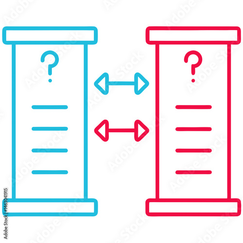 Comparison Icon with Blue and Red Columns on Transparent Background