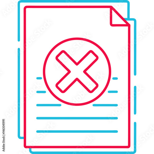 Vector Document with Cross Mark Icon on Transparent Background