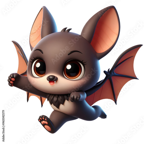 Cute 3d bat isolated on white background
