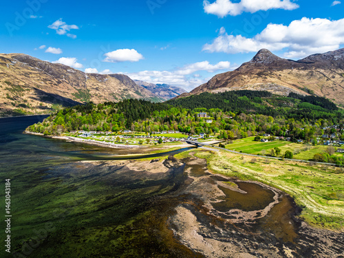 Obraz na płótnie Loch Leven from a drone, Glencoe, Highland, Scotland w salonie