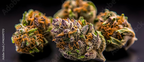 Closeup Of Cannabis Buds On Dark Background