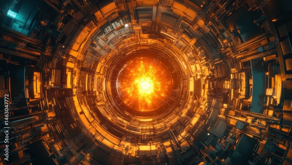 Fototapeta premium Futuristic tunnel with a bright central core