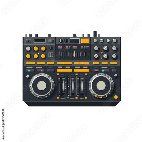 Modern colored flat design illustration of a dj cd turntable that includes shadows
