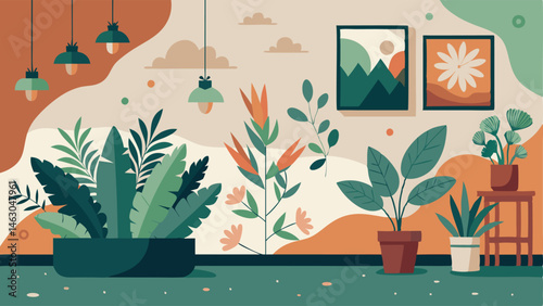 A wall adorned with soothing natureinspired artwork.