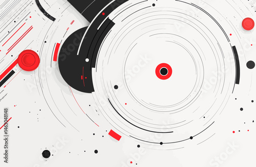 Flat illustration of a vinyl disk icon in red symbol form isolated on white background