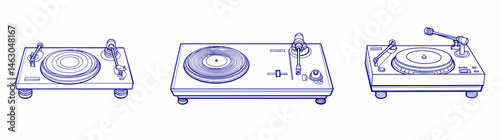 The modern icon of a turntable is set against a black and white backdrop