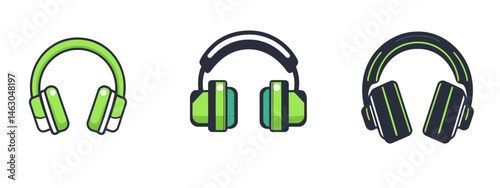 A modern pack contains ear muffs icons in the colors black and green