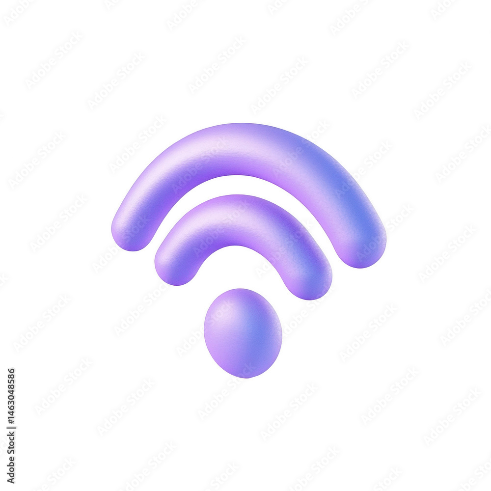Obraz premium Abstract purple wifi signal icon 3d render modern technology internet on transparent background data
