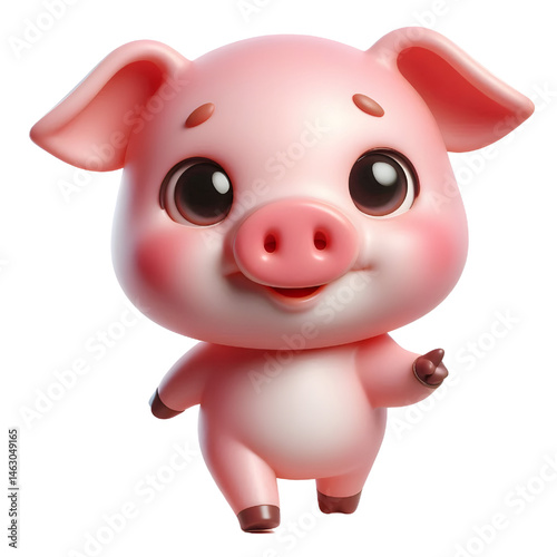 Cute 3d pig isolated on white background