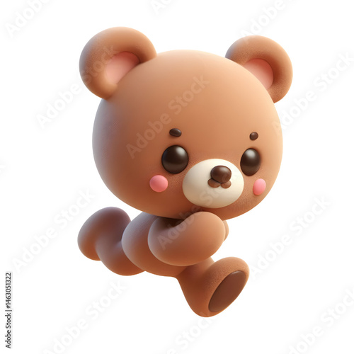 Cute 3d bear isolated on white background
