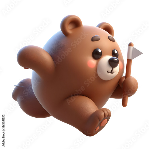 Cute 3d bear isolated on white background