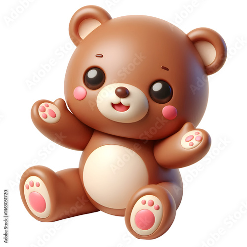 Cute 3d bear isolated on white background